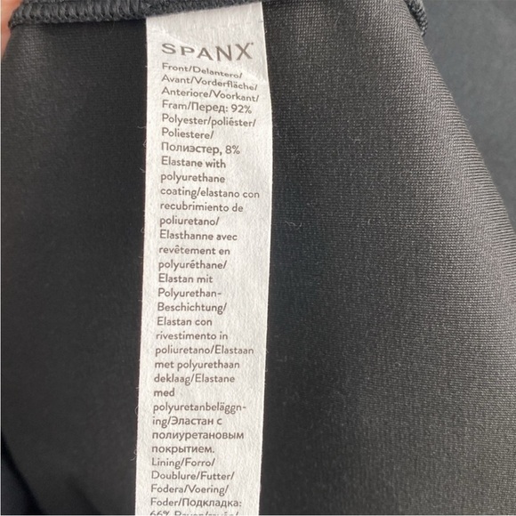 Spanx Faux Leather Combo Fitted Dress Knee Length Sophisticated Classy Size S - Picture 10 of 16